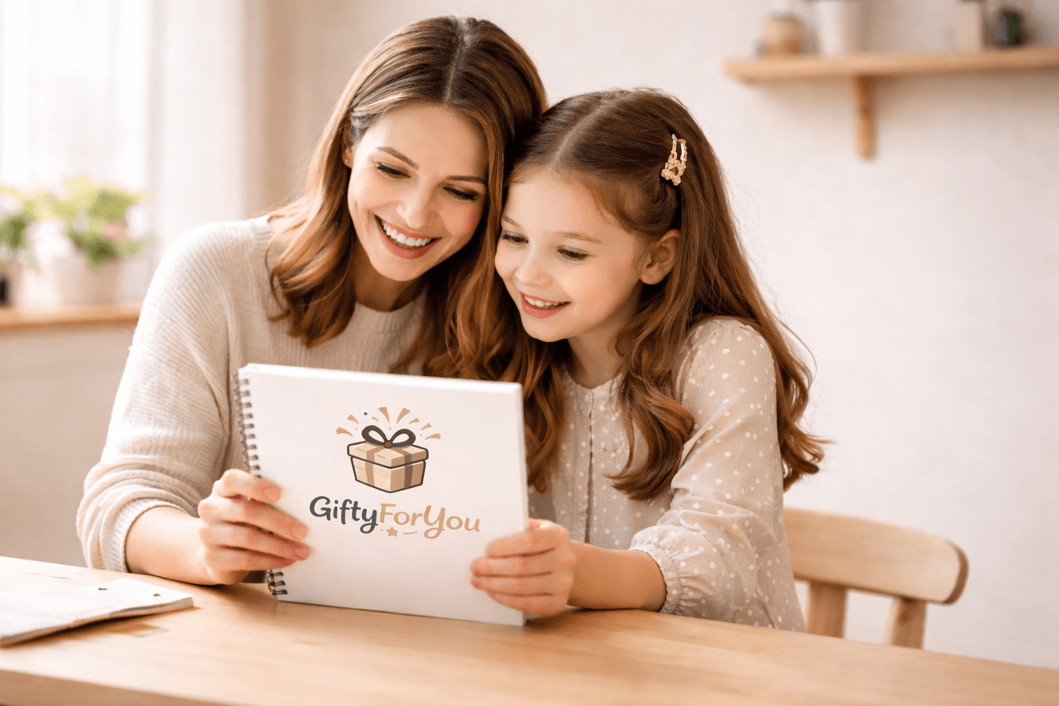 Mise en scene d'un cadeau et album souvenir Giftyforyou