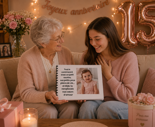 Album Anniversaire Avec Photos Pour Petite-fille de la Part de sa Mamie - Le Cadeau Personnalisable à Imprimer