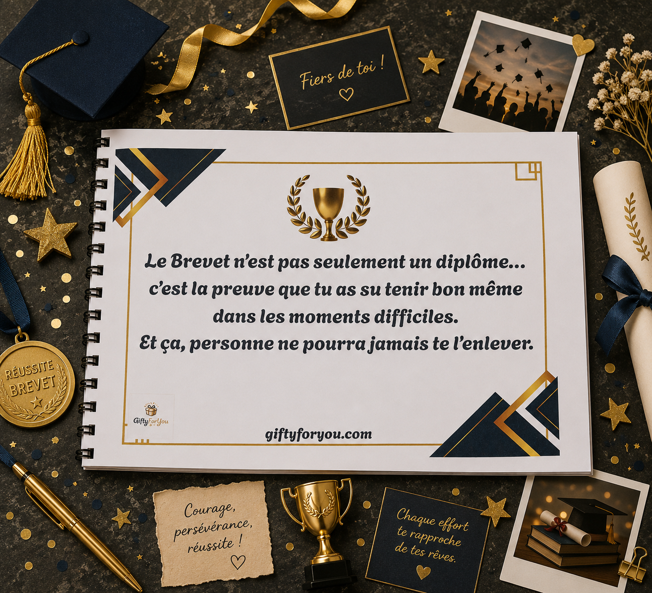 Album avec Photos BREVET 2026 Personnalisable Pour Jeune Fille ou Jeune Homme (Complet) - Le Cadeau qui fera Pleurer D’émotion.