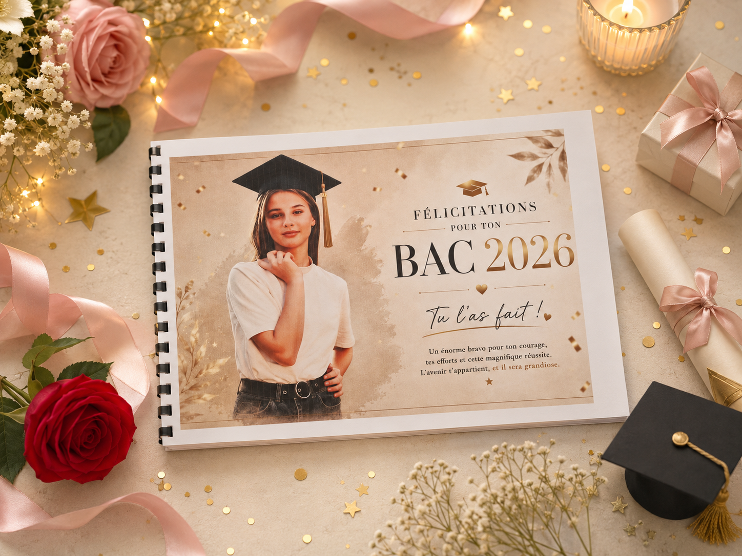 Album avec Photos Bac 2026 Pour Jeune Fille (Complet) - Le Cadeau qui fera Pleurer D’émotion 👩‍🎓🎁