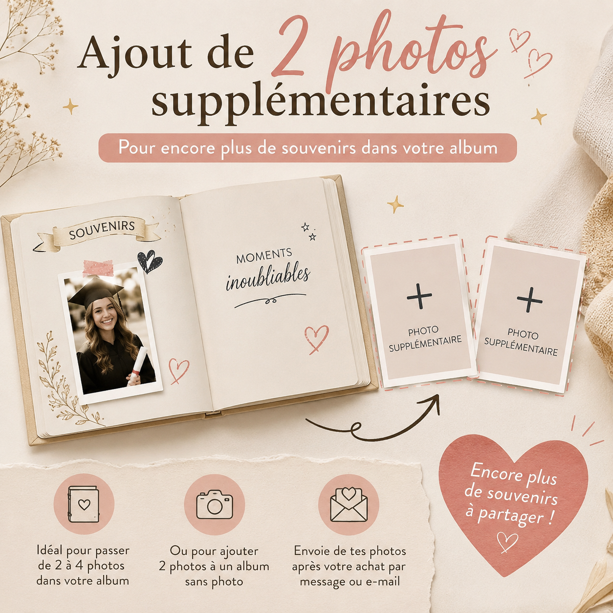 Ajout de 2 photos supplémentaires à votre album.