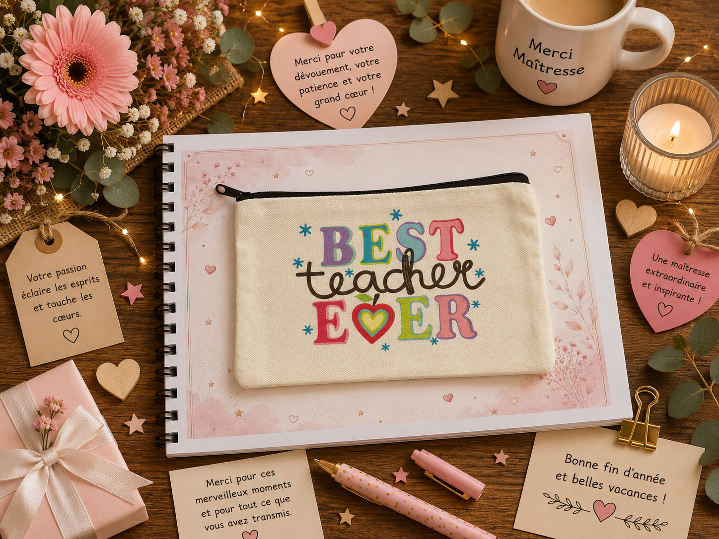 Album Cadeau Maîtresse Fin D’année Scolaire+Trousse - Le Cadeau qui Fait Pleurer D’émotion