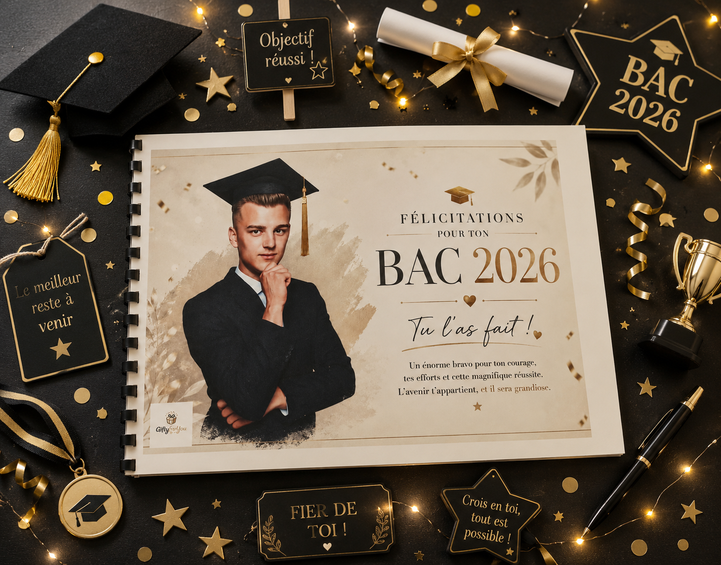 Album Bac 2026 avec Photos pour Jeune Homme - Le Cadeau qui fera Pleurer D’émotion 👨🏻‍🎓🎁.