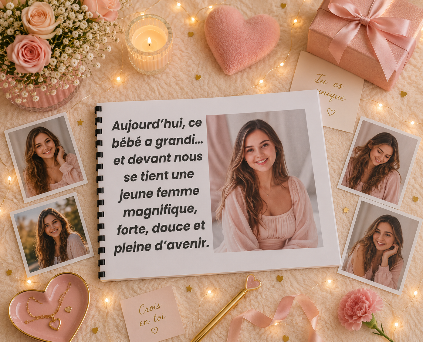 Album Anniversaire Jeune Fille et Adolescente Avec Deux Photos